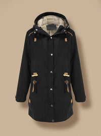 Women's Lined Hooded Parka Winter Coat with Adjustable Waist