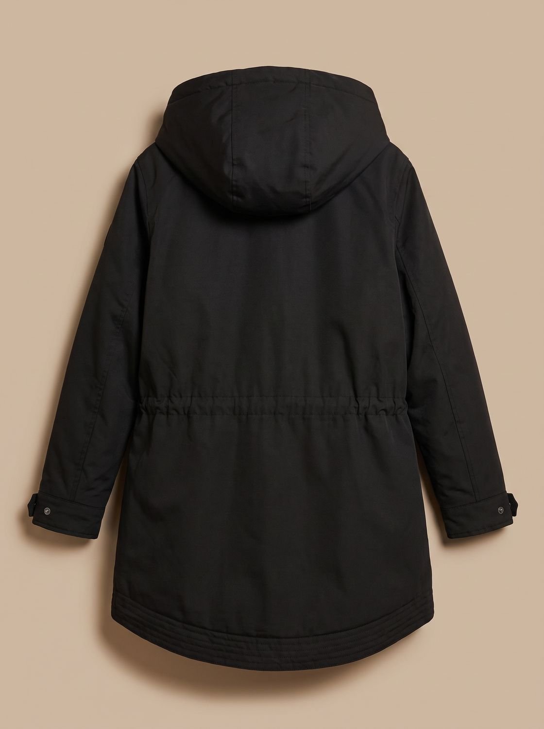 Women's Lined Hooded Parka Winter Coat with Adjustable Waist