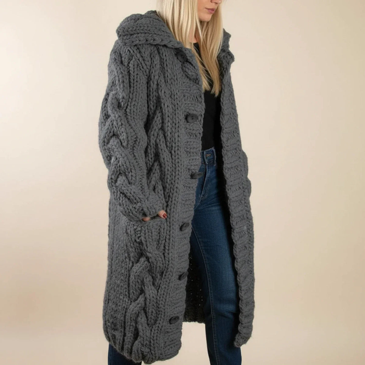 Women's Long Hooded Winter Cardigan
