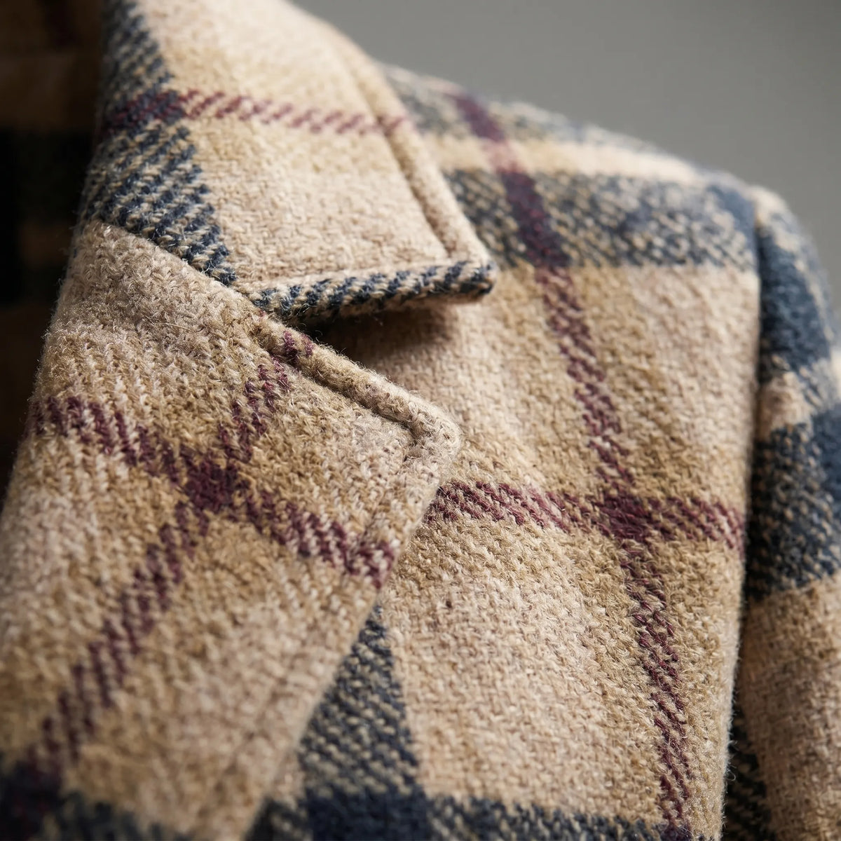 Women's Long Plaid Lapel Coat