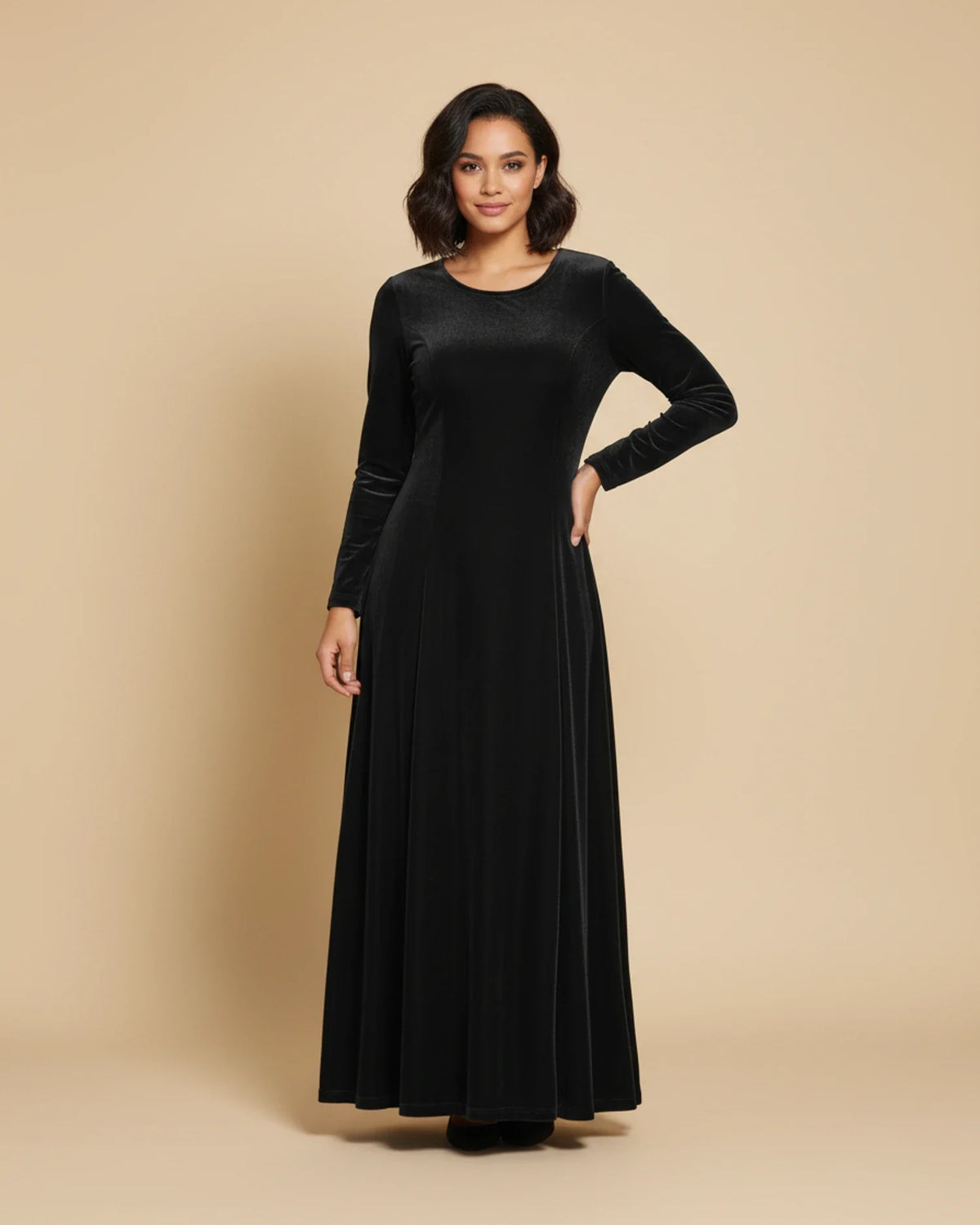 Women's Long-Sleeve A-Line Maxi Dress