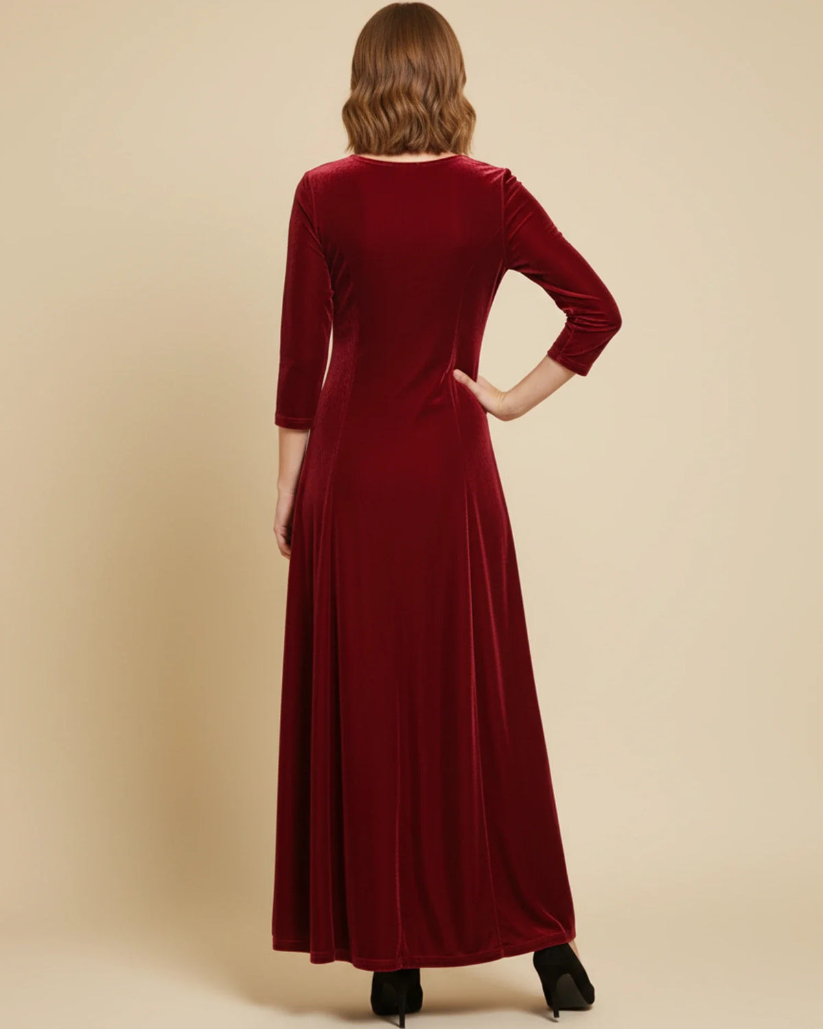 Women's Long-Sleeve A-Line Maxi Dress