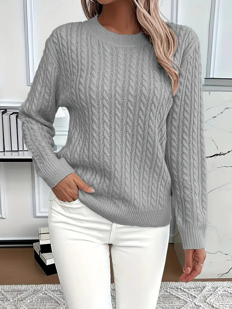 Women's Long Sleeve Cable Sweater
