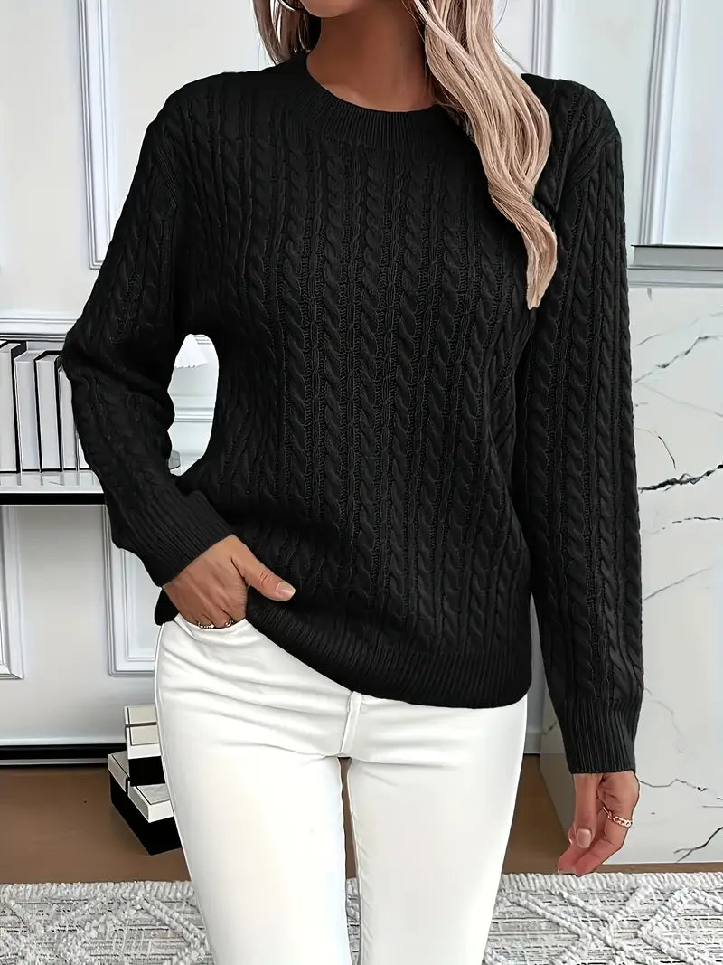 Women's Long Sleeve Cable Sweater