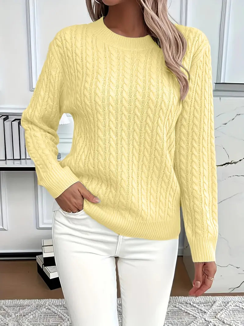 Women's Long Sleeve Cable Sweater