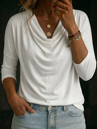 Women's Long-Sleeve Cowl Neck Blouse