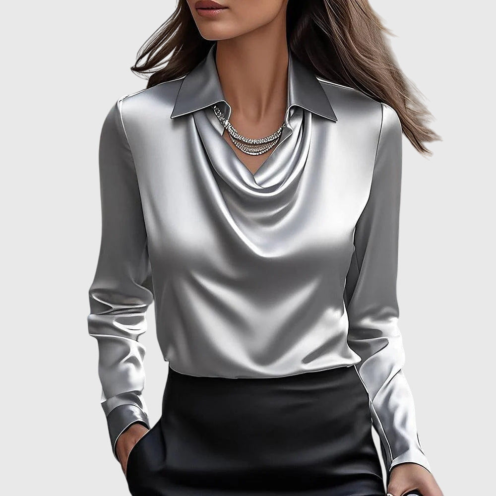 Women's Long Sleeve Cowl Neck Blouse