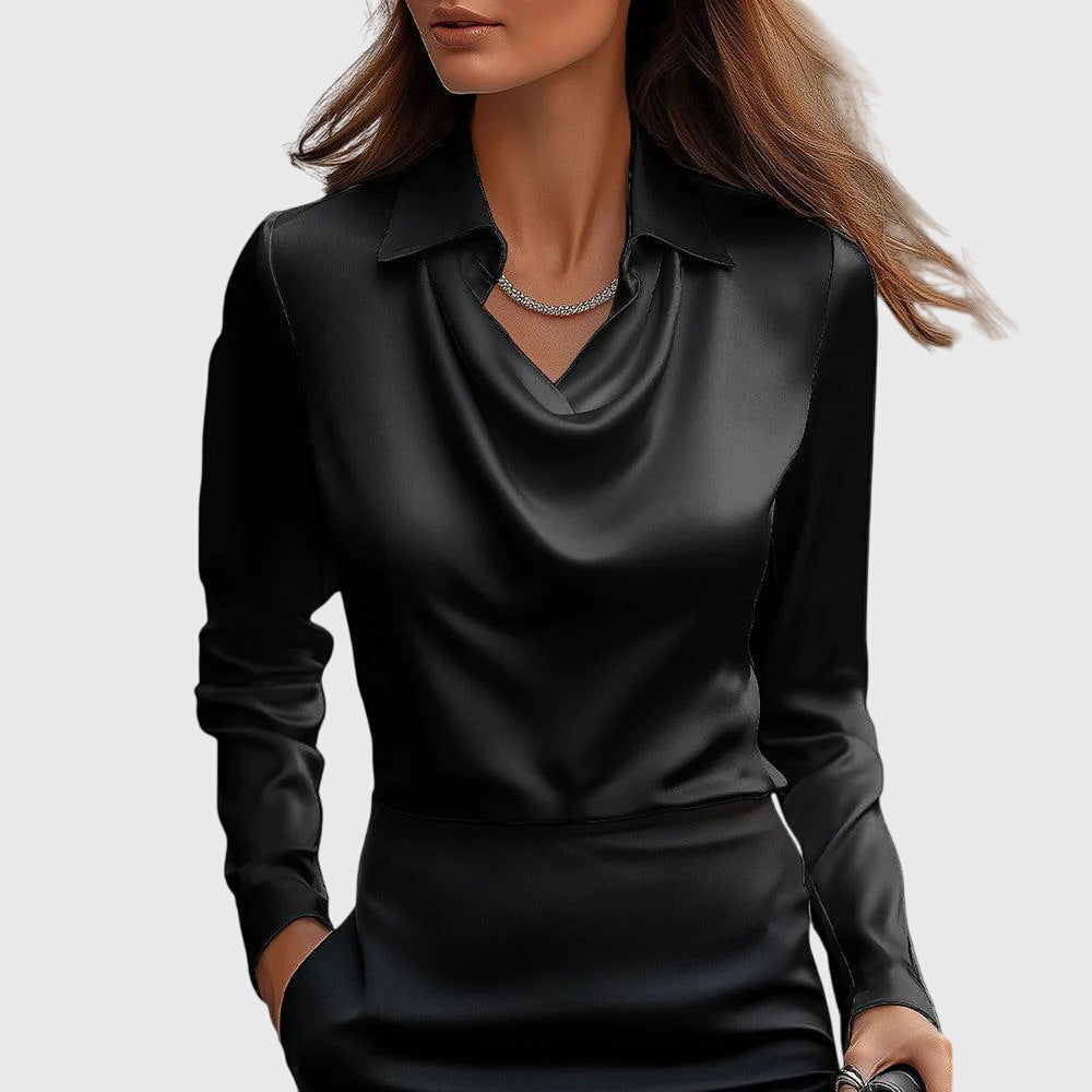 Women's Long Sleeve Cowl Neck Blouse