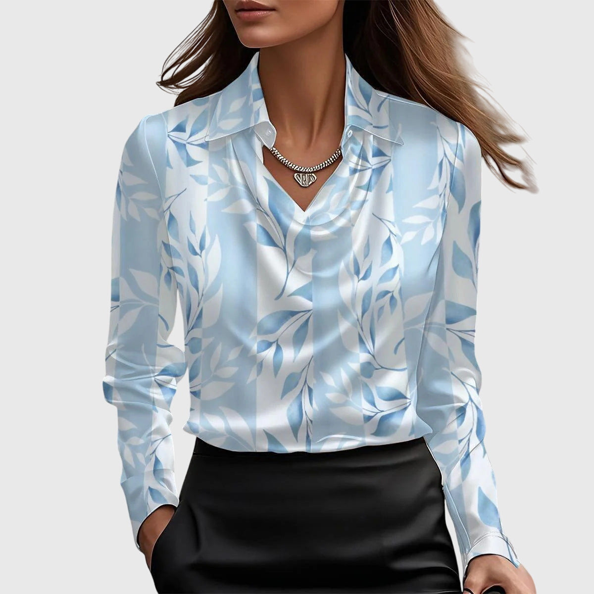 Women's Long Sleeve Cowl Neck Blouse