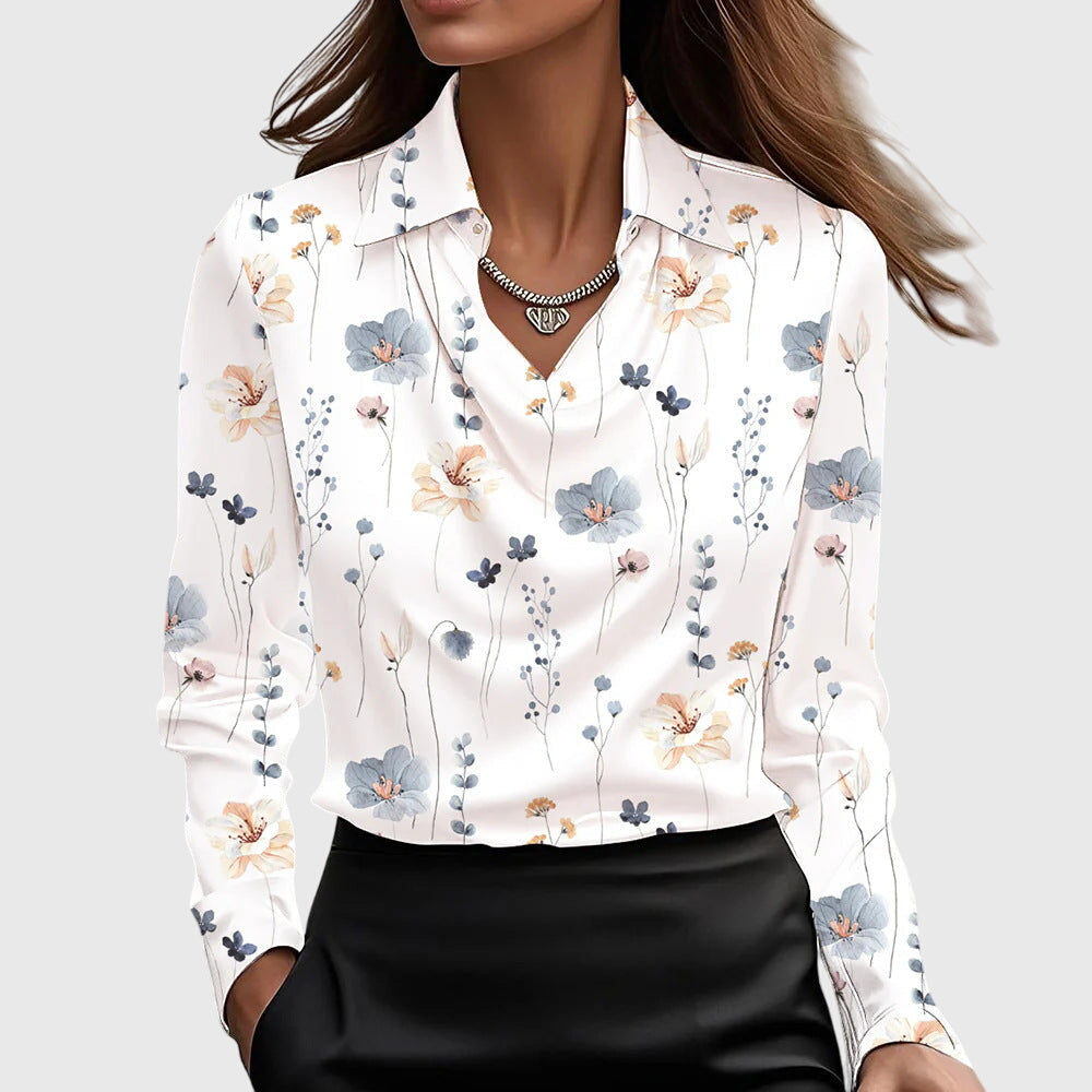 Women's Long Sleeve Cowl Neck Blouse