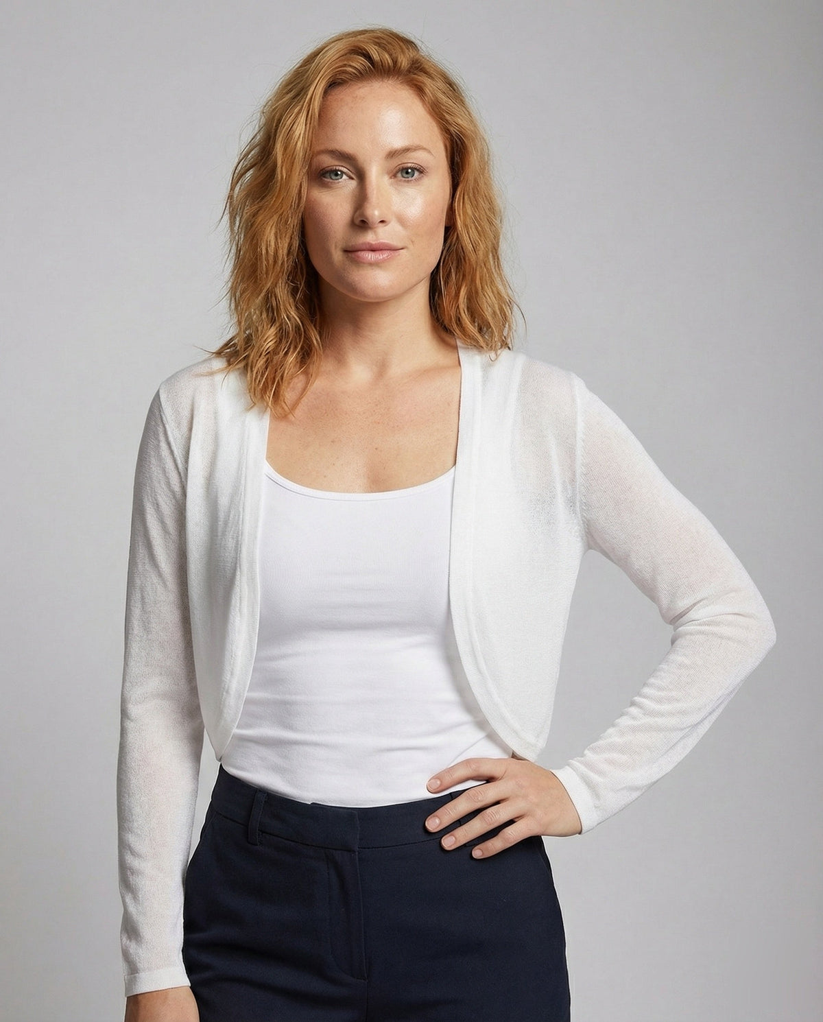 Women's Long-Sleeve Fine- Bolero Cardigan