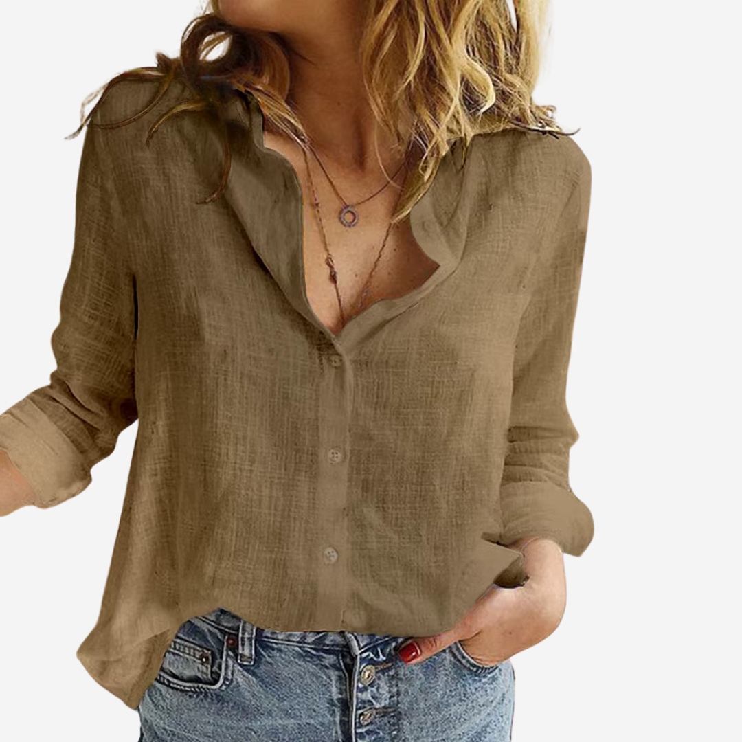 Women's Loose-Fit Button-Down Shirt