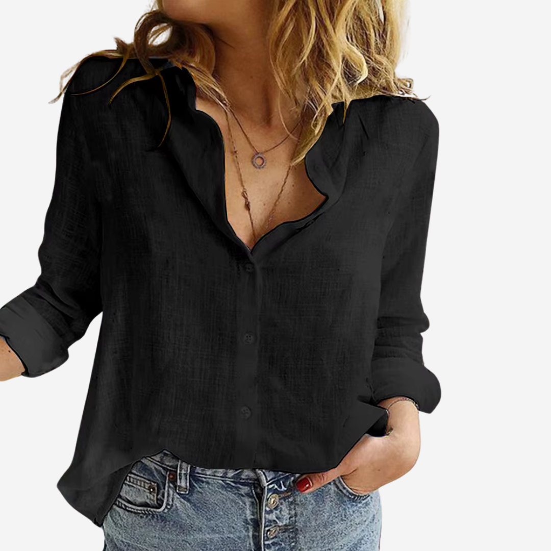 Women's Loose-Fit Button-Down Shirt