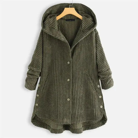 Women's Loose-Fit Hooded Coat with Pockets