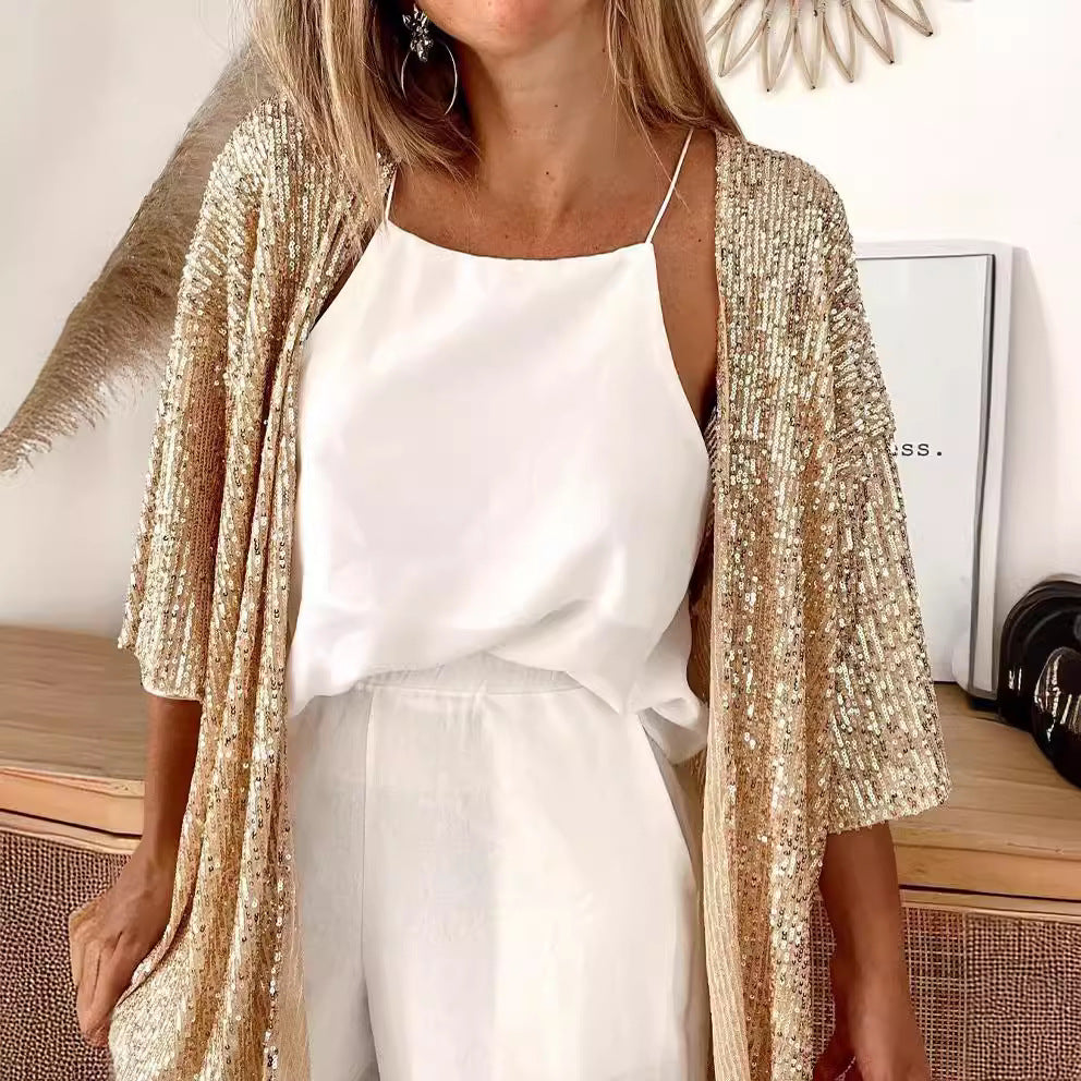 Women's Loose-Fit Sequin Cardigan