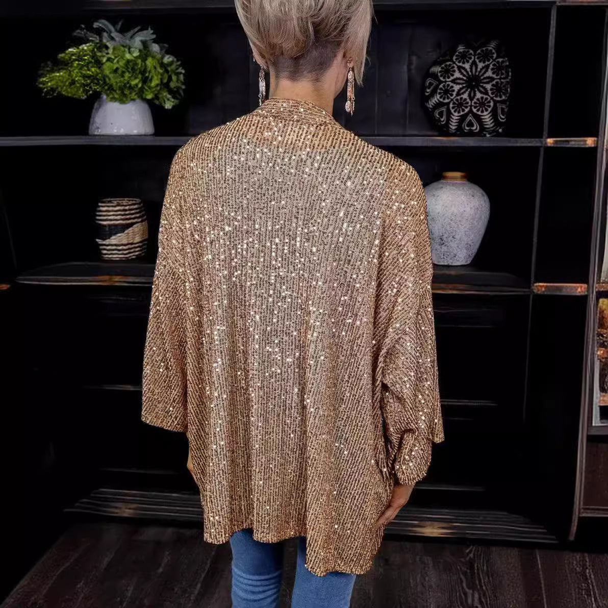Women's Loose-Fit Sequin Cardigan