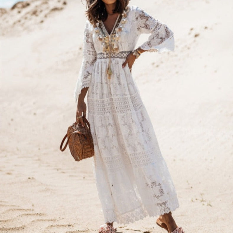 Women's Maxi Dress - Elegant Bohemian Summer Style