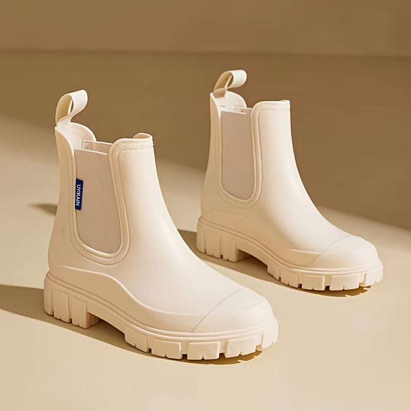 Women's Mid-Height Waterproof Rain Boots with Non-Slip Sole