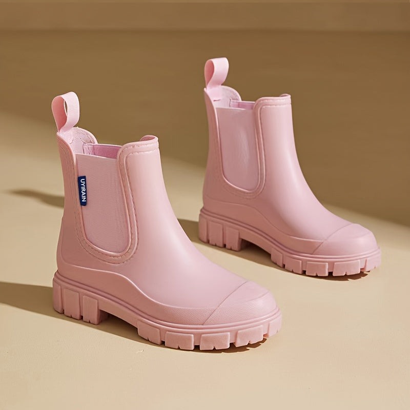 Women's Mid-Height Waterproof Rain Boots with Non-Slip Sole
