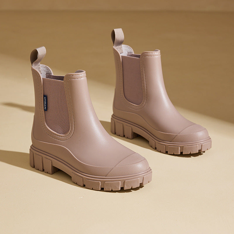 Women's Mid-Height Waterproof Rain Boots with Non-Slip Sole