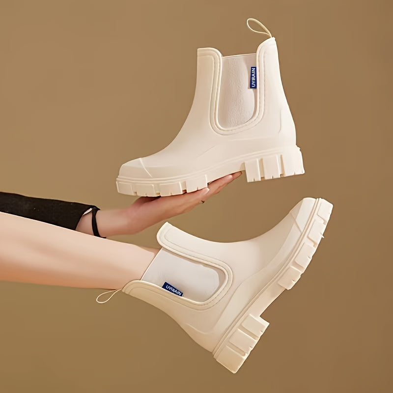 Women's Mid-Height Waterproof Rain Boots with Non-Slip Sole