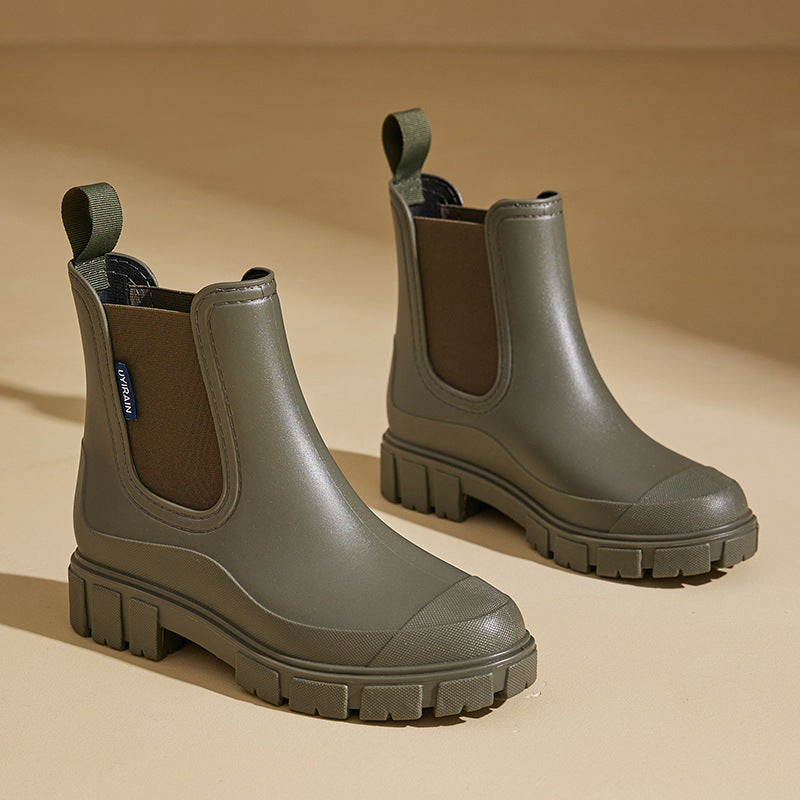 Women's Mid-Height Waterproof Rain Boots with Non-Slip Sole