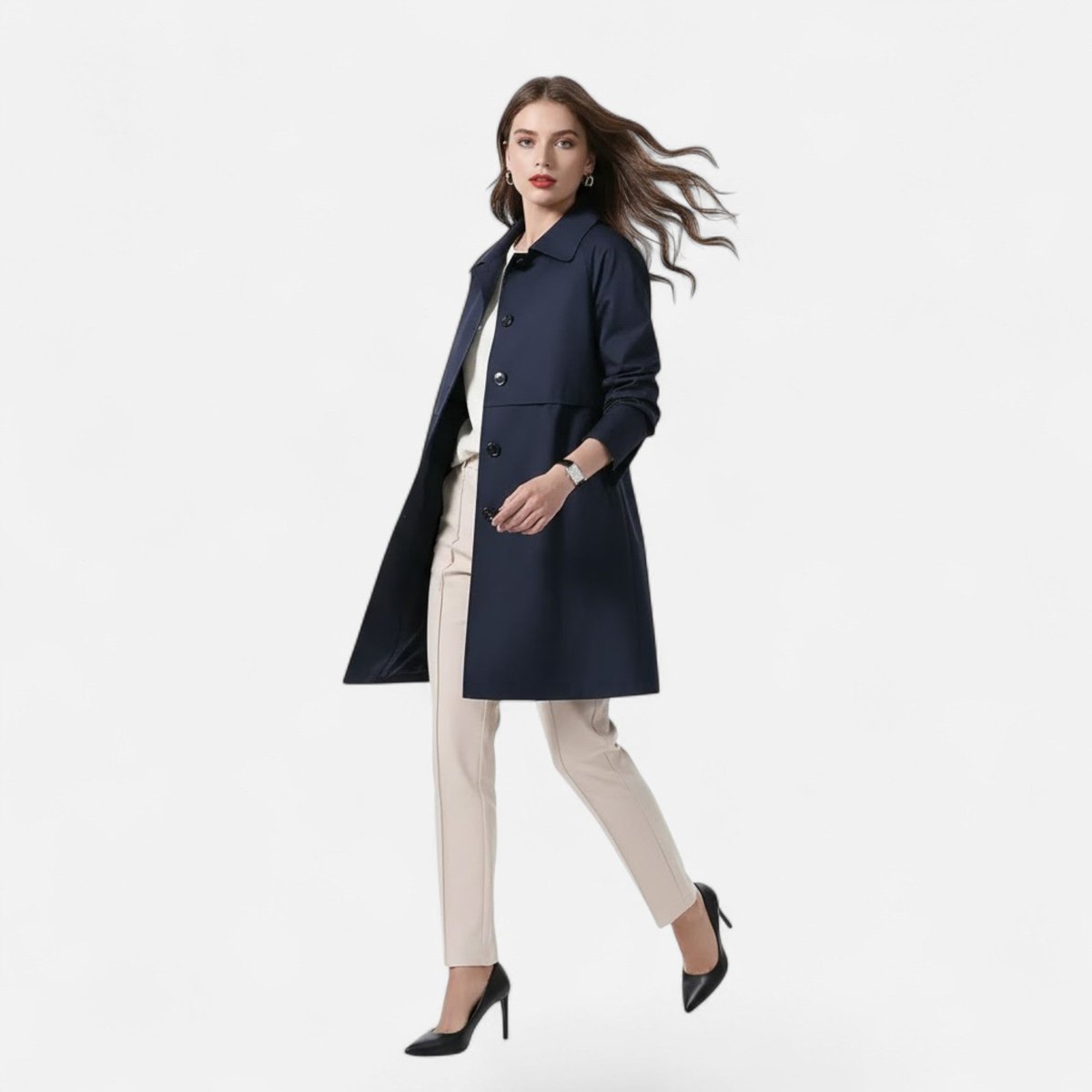 Women's Mid-Length Double-Breasted Trench Coat