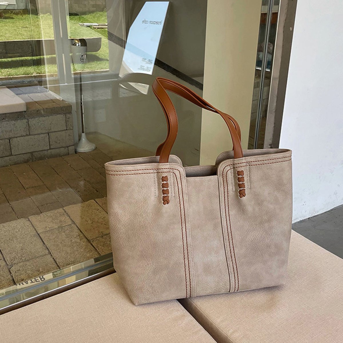 Women's Minimalist Large Structured Tote Bag