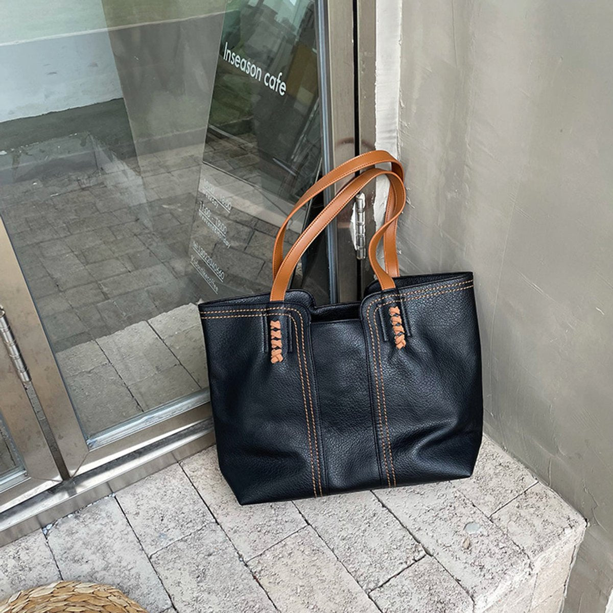 Women's Minimalist Large Structured Tote Bag
