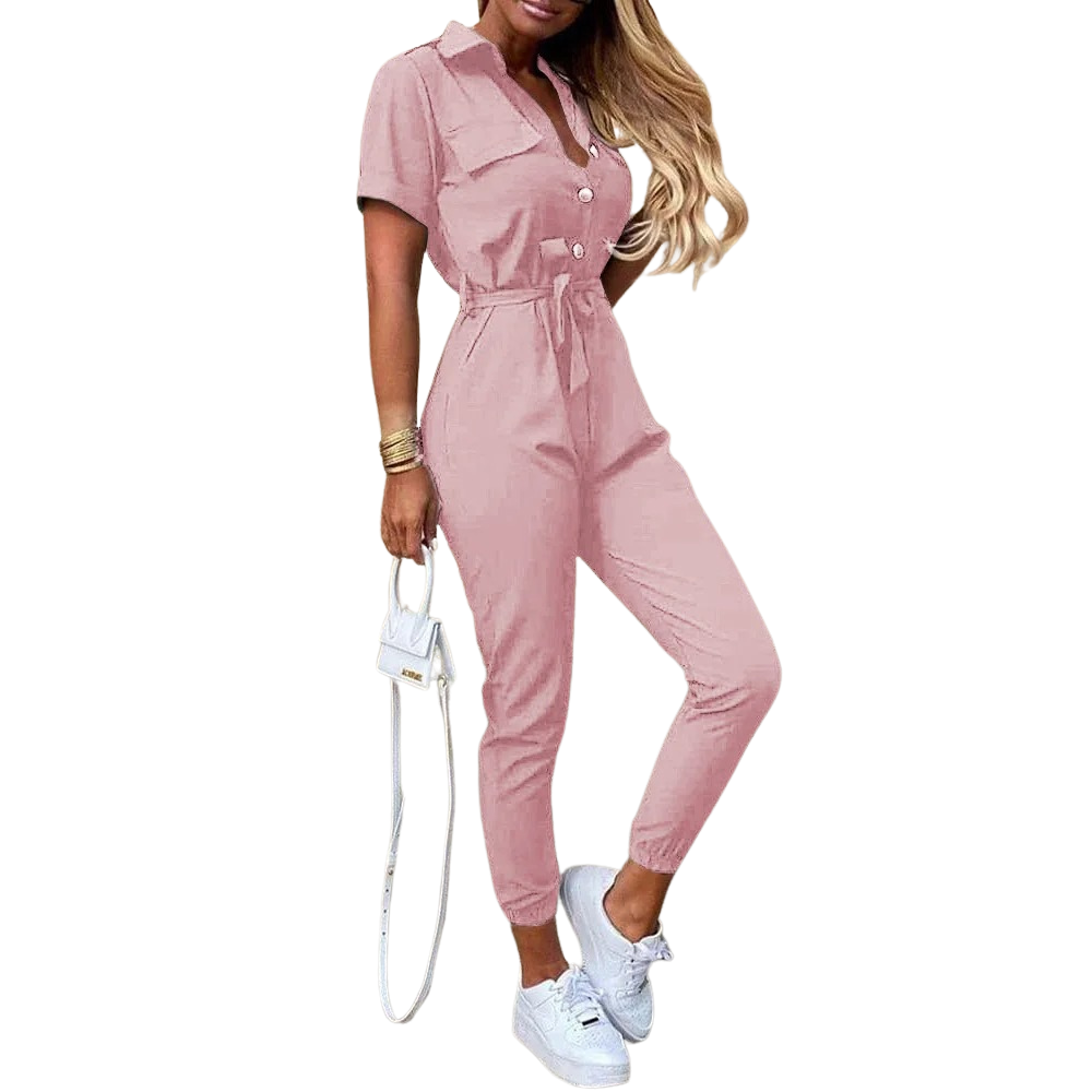 Women's Monochrome Belted Jumpsuit