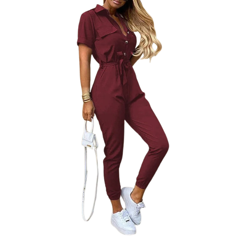 Women's Monochrome Belted Jumpsuit