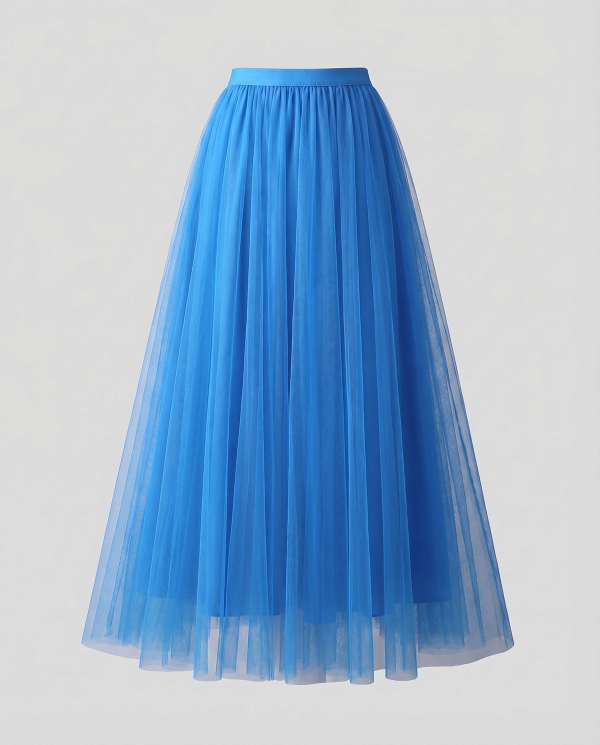 Women's Multi-Layered Floor-Length A-Line Skirt with Elastic Waistband