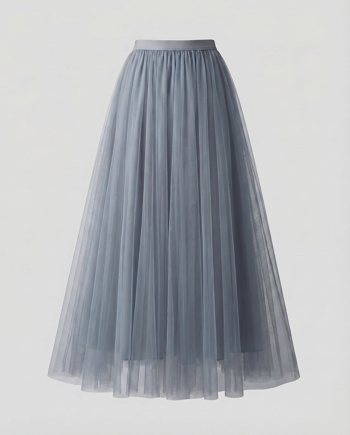 Women's Multi-Layered Floor-Length A-Line Skirt with Elastic Waistband