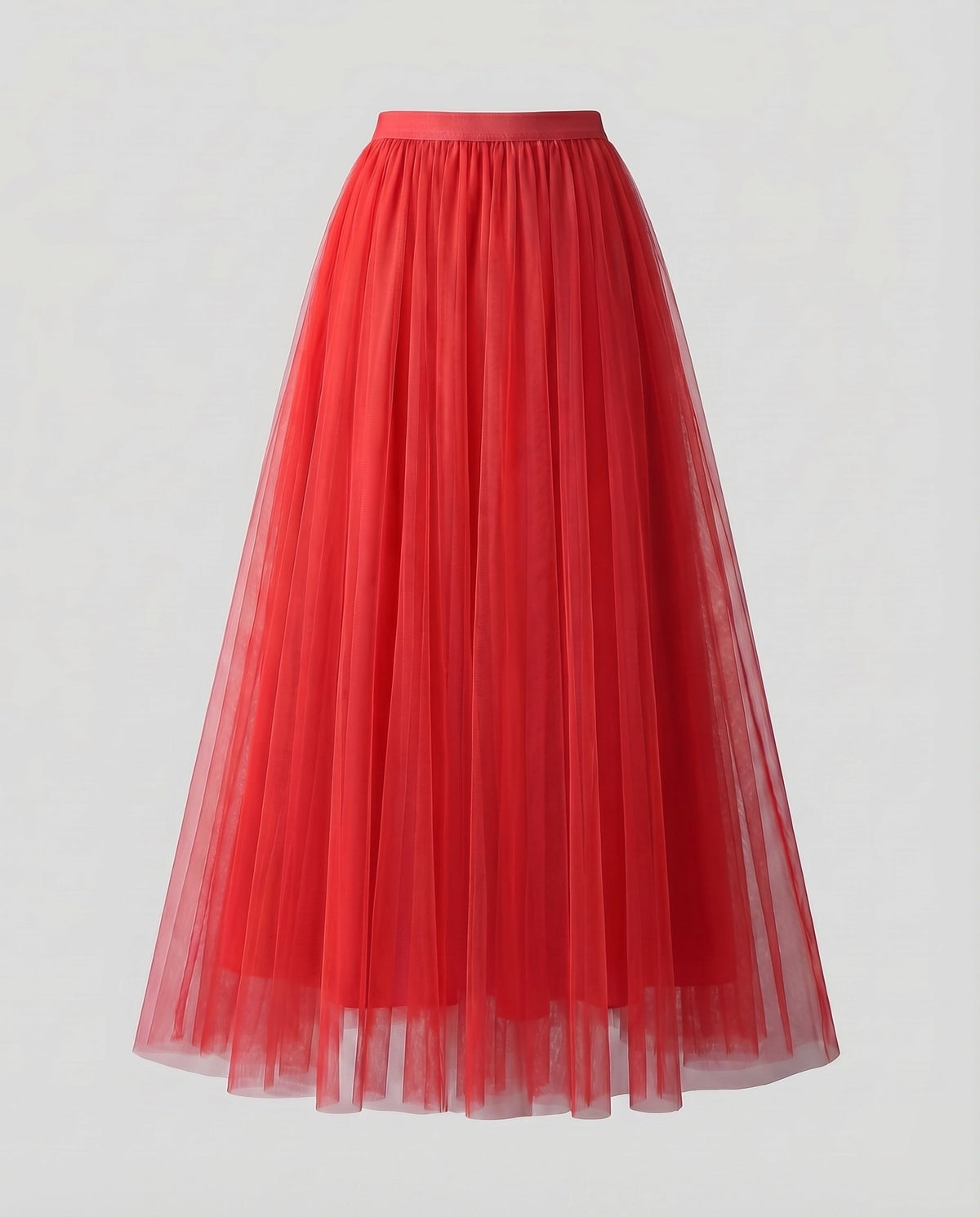 Women's Multi-Layered Floor-Length A-Line Skirt with Elastic Waistband