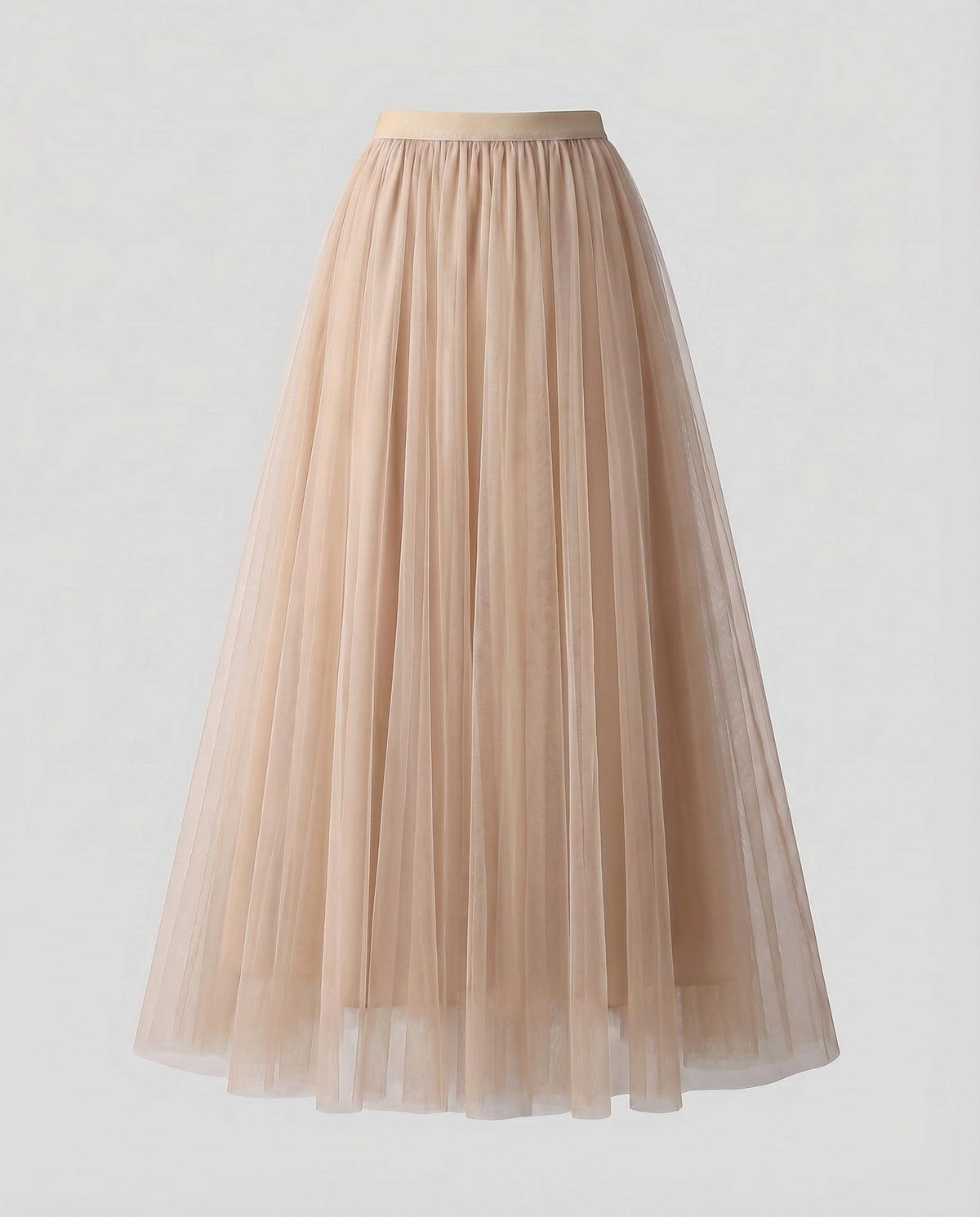 Women's Multi-Layered Floor-Length A-Line Skirt with Elastic Waistband
