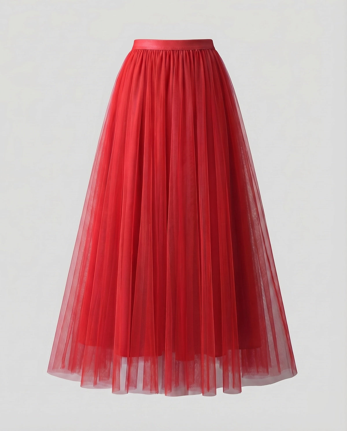 Women's Multi-Layered Floor-Length A-Line Skirt with Elastic Waistband