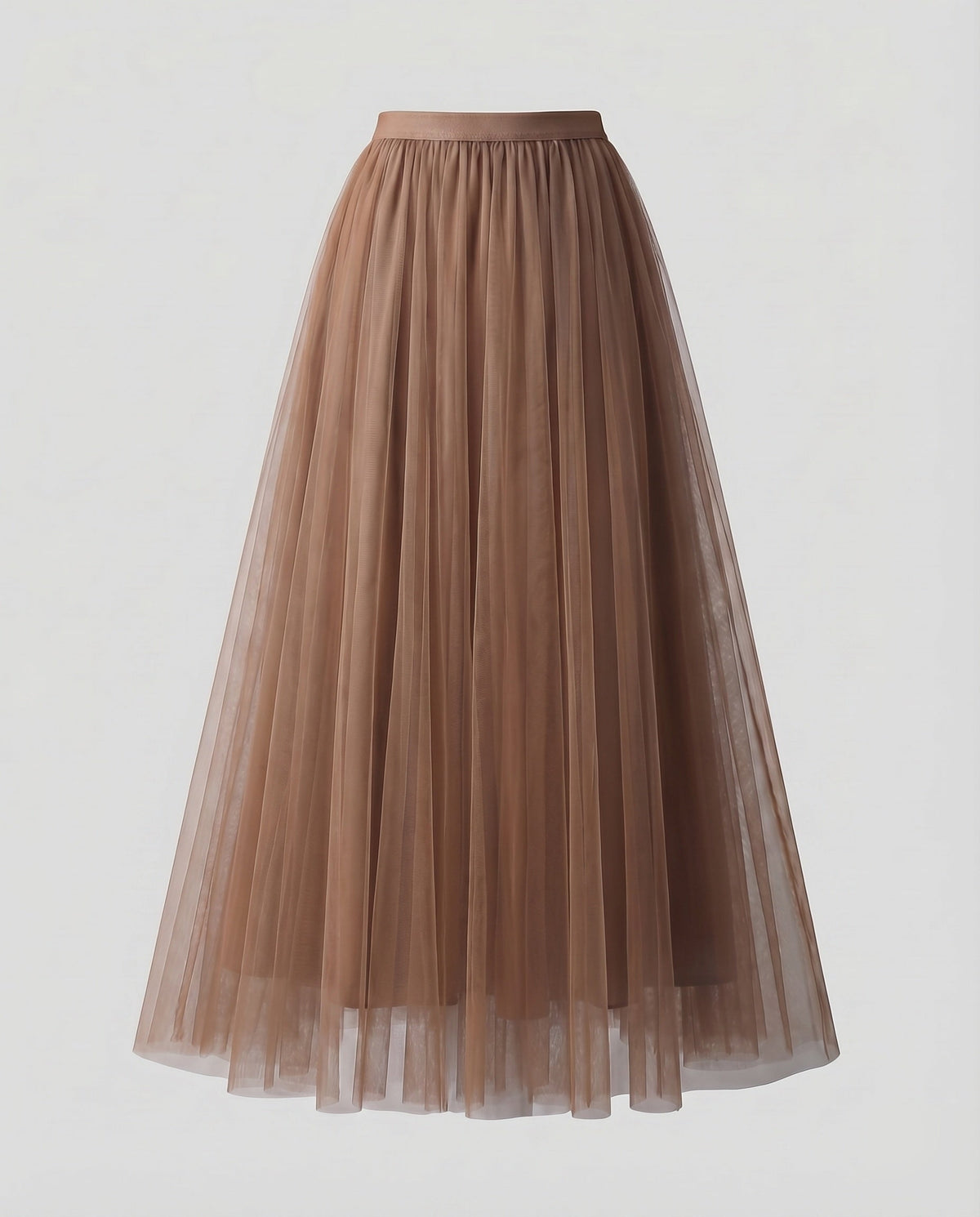 Women's Multi-Layered Floor-Length A-Line Skirt with Elastic Waistband