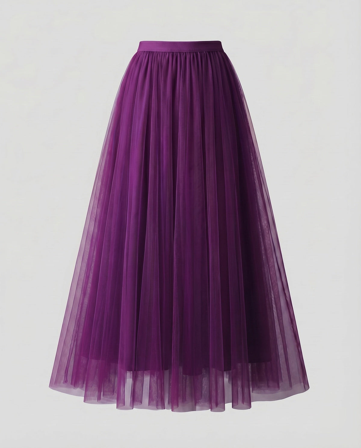 Women's Multi-Layered Floor-Length A-Line Skirt with Elastic Waistband