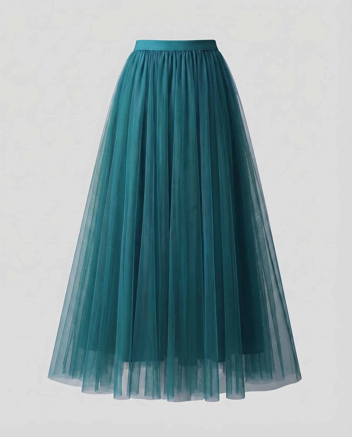 Women's Multi-Layered Floor-Length A-Line Skirt with Elastic Waistband