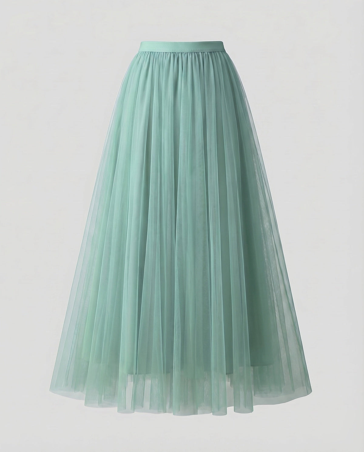 Women's Multi-Layered Floor-Length A-Line Skirt with Elastic Waistband
