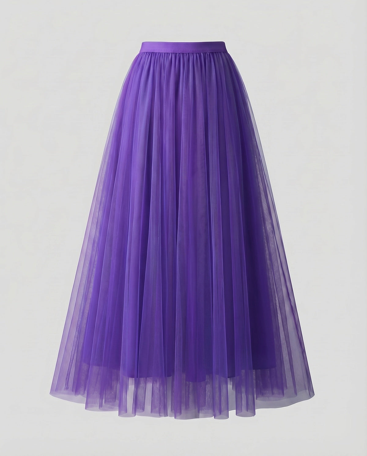 Women's Multi-Layered Floor-Length A-Line Skirt with Elastic Waistband