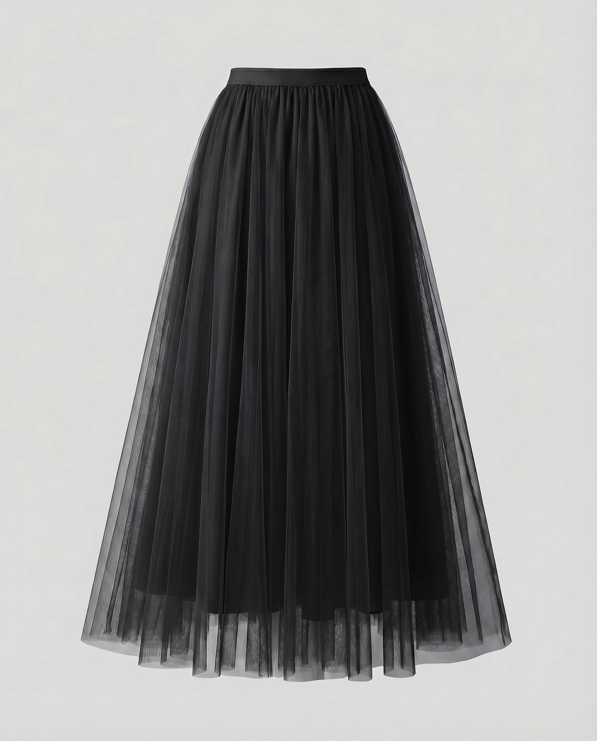 Women's Multi-Layered Floor-Length A-Line Skirt with Elastic Waistband