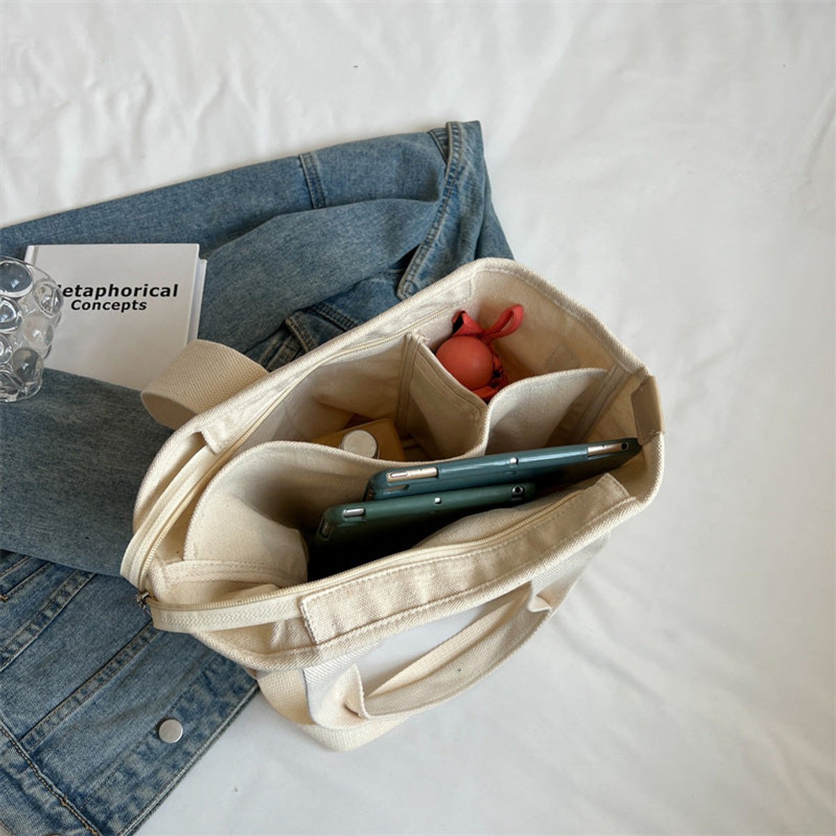 Women's Multi-Pocket Tote Bag with Adjustable Strap
