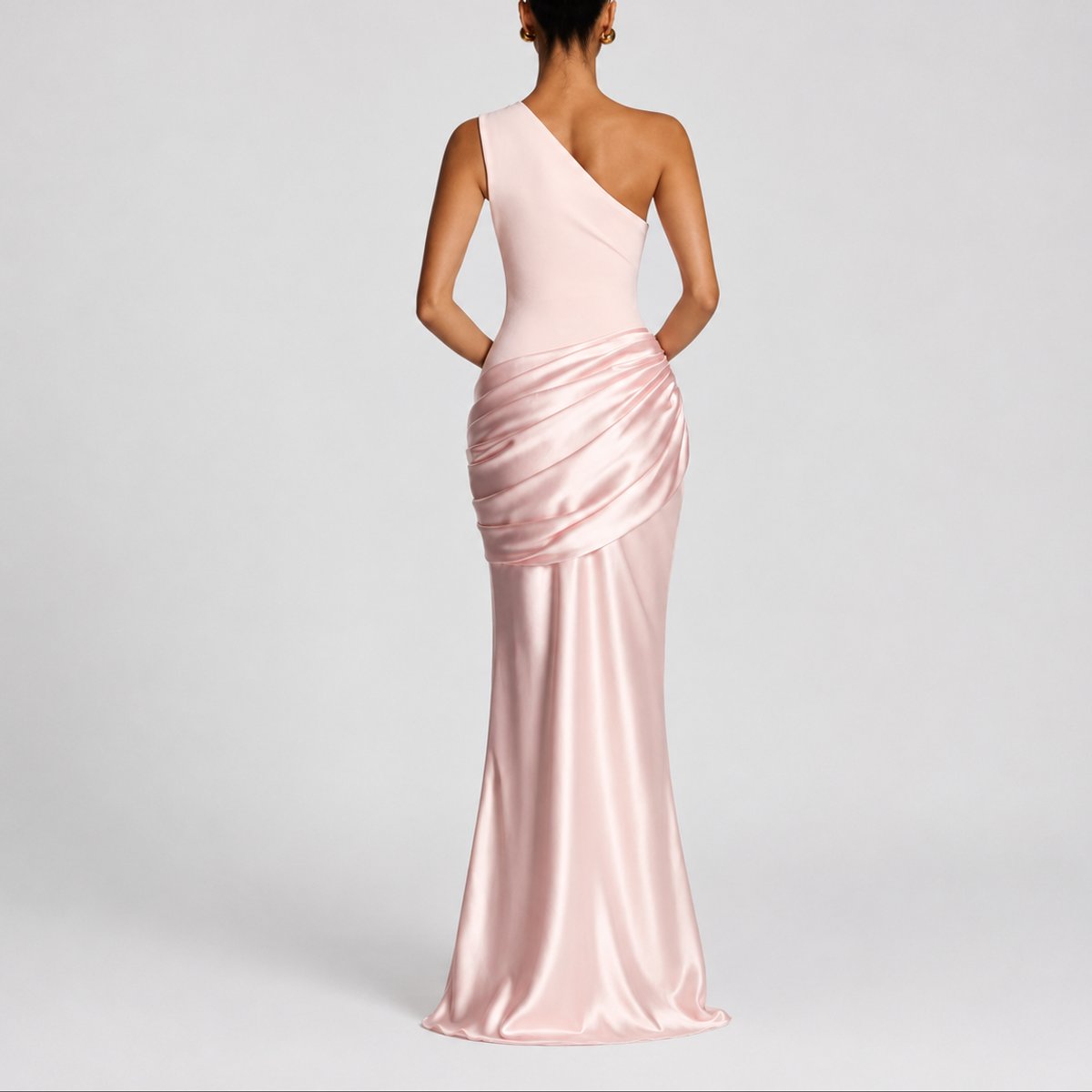 Women's One-Shoulder Draped Maxi Fall Wedding Guest Dress