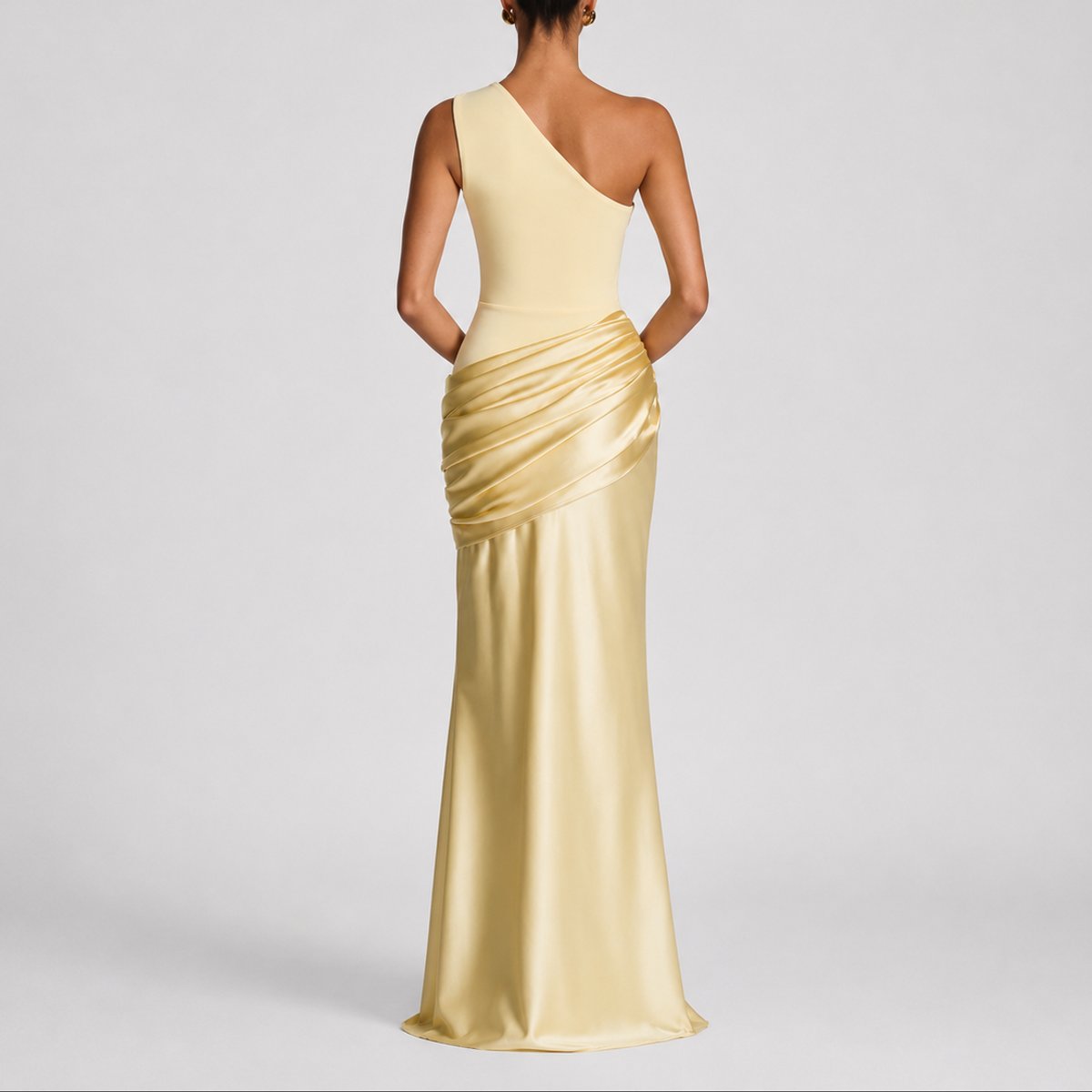 Women's One-Shoulder Draped Maxi Fall Wedding Guest Dress