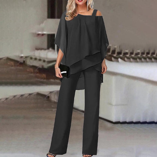 Women's One-Shoulder Overlay Two-Piece Set