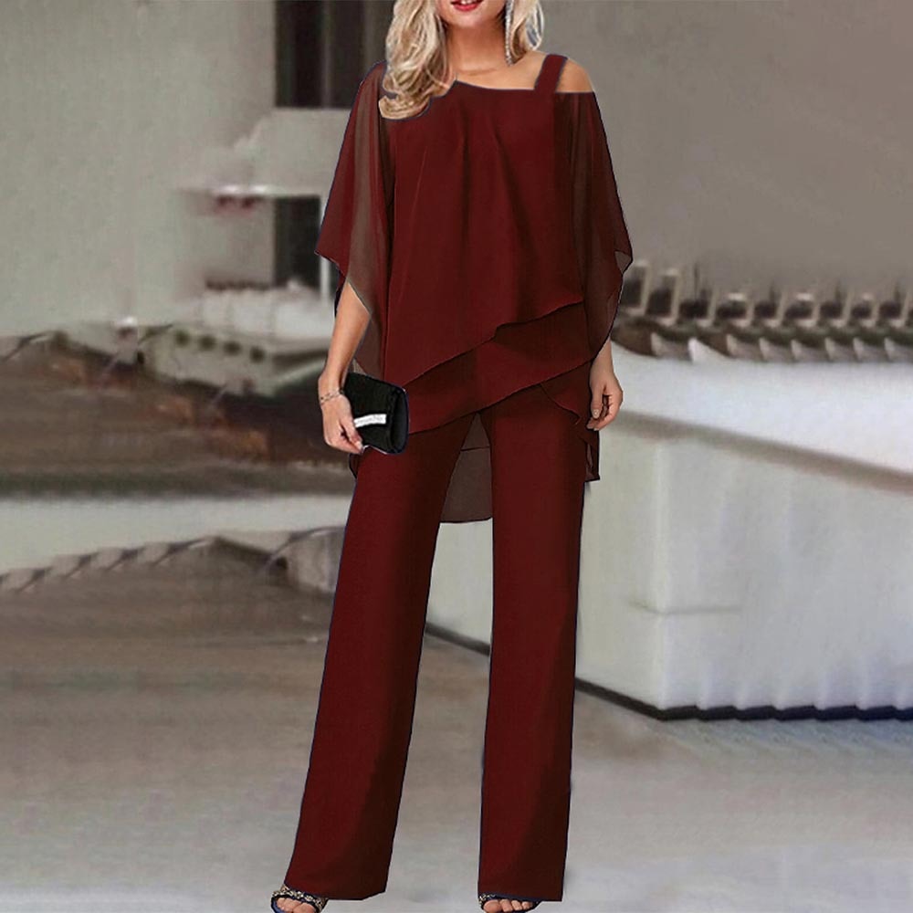 Women's One-Shoulder Overlay Two-Piece Set