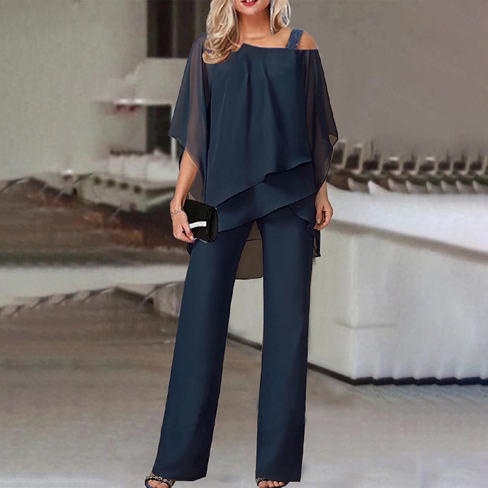 Women's One-Shoulder Overlay Two-Piece Set