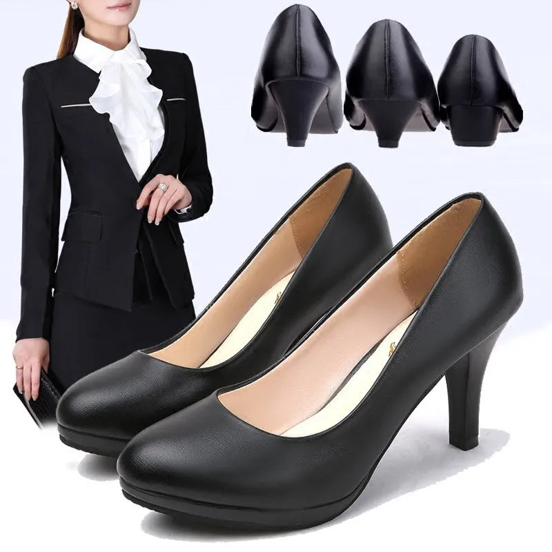 Women's Orthopedic Black Pumps with Cushioned Support