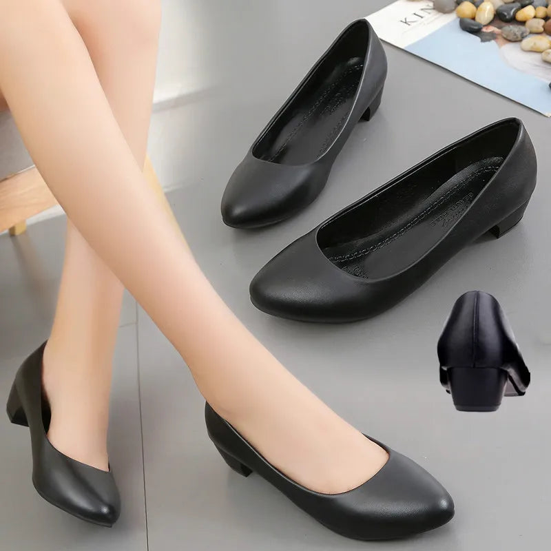 Women's Orthopedic Black Pumps with Cushioned Support